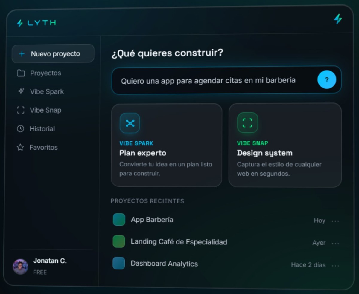 LYTH por dentro: escribes qué quieres construir y la IA lo crea contigo